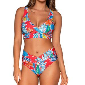 Sunsets Tiger Lily Elsie Underwire Wrap Bikini Top & High-Waist Bikini Bottom